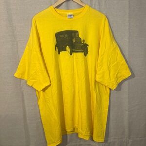 Vintage Hot Rod Car Yellow Gildan Ultra Cotton T Shirt Size 3XL